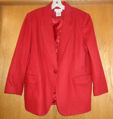 Woman's sz 14P - Brick Red BLAZER - Worthington - Woven WOOL - Fully lined -NICE