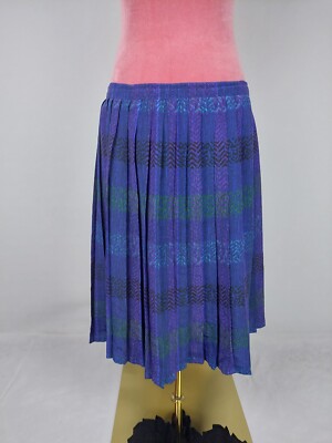 Rock Vintage Gr. (S/36) blau lila grün retro Plissee Faltenrock midi classic 