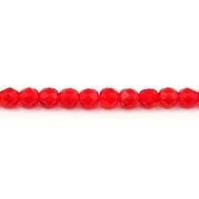 Ruby Red Transparent - 50 6mm Round Czech Glass Faceted Fire Polish Beads
