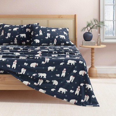 Great Bay Home 100 % türkische Baumwolle Flanell Laken Set Twin, Marine Eisbären