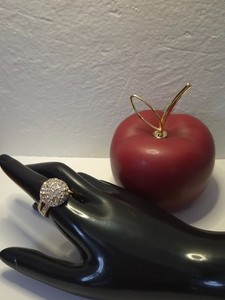 Authentic Antique Vintage Ring Paved with Rhinestones and Stars, Gold Plated –...