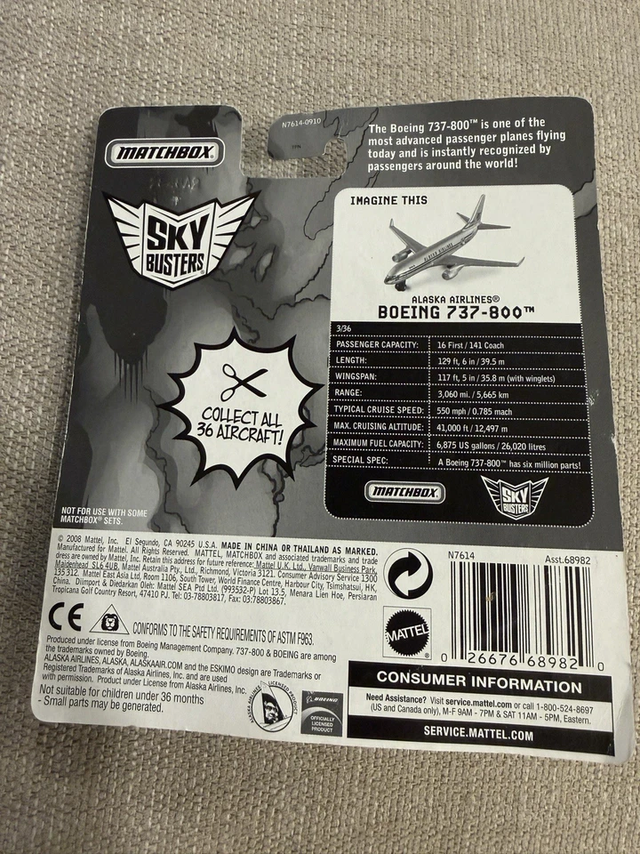 Modelo Boeing 737 2008 Sky Busters Alaska Airlines Matchbox Foto 2 de 2