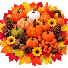 218Pcs Artificial Pumpkins Autumn Decorations Artificial Fall Maple Leaves
