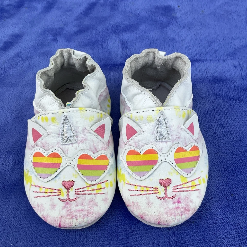 Детская кожаная обувь Robeez Caticorn с белой мягкой подошвой для 0-6 месяцев - Изображение 2 из 4