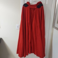 Womens Red Casual Loose Hooded Long Cape Cloak Winter Coat