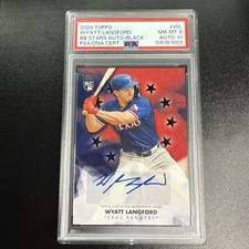 2024 Topps Baseball Stars /199 Wyatt Langford Rookie Auto RC PSA 8 Auto 10 TEXAS