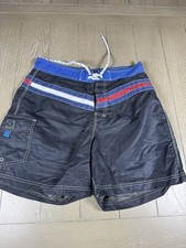 Vintage Tommy Hilfiger Shorts Mens M Blue Flag Colorblock Board Swim Trunks 90s