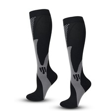 Compression Socks Black Calf Shin Support Running Sports Unisex 1 Pair Go-ds