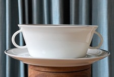 Rosenthal: From Berlin, weiß, Secunda Platin Avus, Suppentasse mit Untertasse