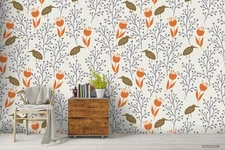 3D Floral Leaves Pattern Self-adhesive Removeable Wallpaper Wall Mural