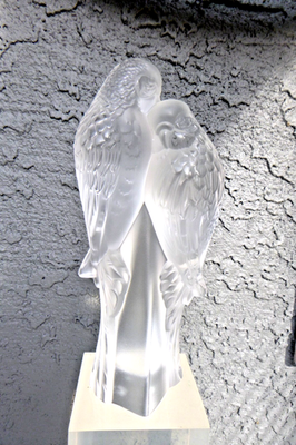 Lalique Crystal Eternal Love Two Parakeets Birds Sculpture Deux