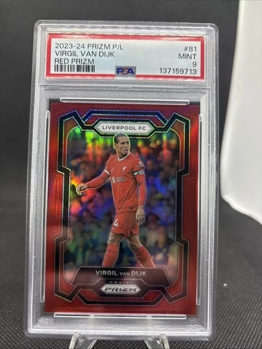 2023 Panini Prizm Premier League Soccer Red Virgil van Dijk #81 PSA 9
