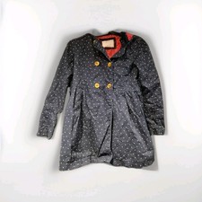 nutmeg girls jacket coat thin with buttons navy blue polkadot 11-12 Years