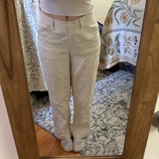 L.L.Bean Womens White Chino Pants Classic Fit...