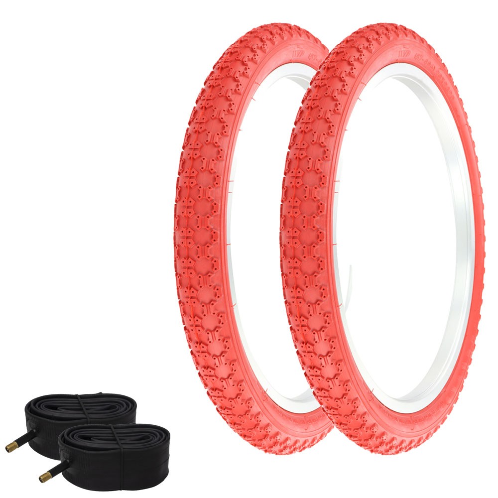 PAIR PRO+ Bicycle Bike Tires\Tubes 20" x2.125" RED Side Wall BMX COMP3 III