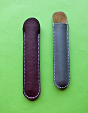 2 Stifte Etui aus Leder  16 x 3,5 cm  grau + ...
