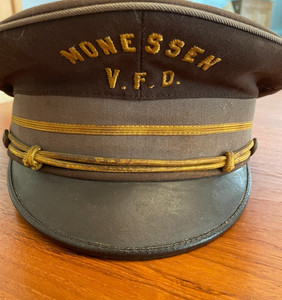 Vintage Monessen PA VFD Fire Department Cap Hat Fechheimer Bros 1940s