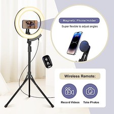BLACK - Sensyne 12" Ring Light with 62" Tripod Stand, LED Selfie Circle Light
