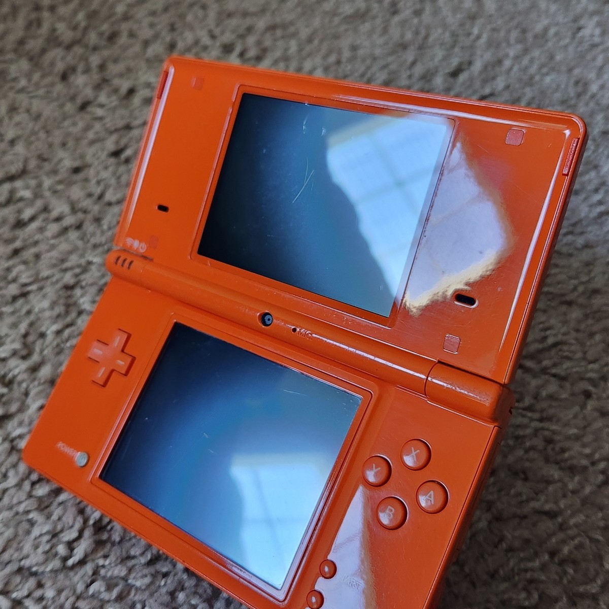 Nintendo DSi Rare Orange System + Mario Kart DS & Stylus - Tested