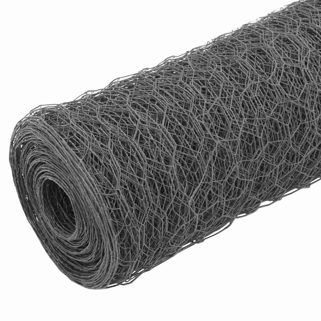 Rete per Recinzione Polli 25 Metri Acciaio Zincato PVC Grigio H 1,2m