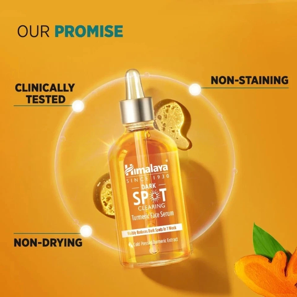 Himalaya Dark Spot Clearing Curcuma Face Serum pour une peau éclatante 30 ml - Photo 4/4