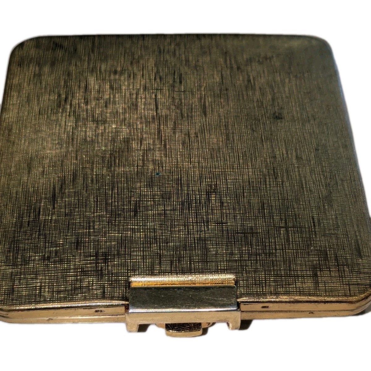 Vintage Volupte Gold Tone Compact Mirror Cute Belt Clasp Makeup Powder EUC 