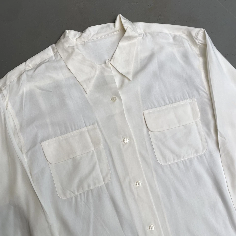 Camisa cuello lazo seda/gabardina años 60/70 Foto 2 de 4