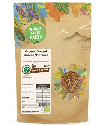 Wholefood Earth Bio gemahlene Leinsamen/Leinsamen 2 kg roh | gentechnikfrei | vegan |