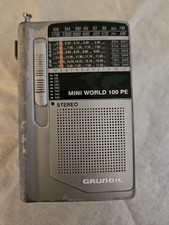 READ Grundig Mini World 100 PE Silver Handheld Shortwave AM/FM Radio PARTS ONLY