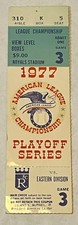 1977 AMERICAN LEAGUE CHAMPIONSHIP YANKEES TICKET GAME 3 Jackson Munson Brett!