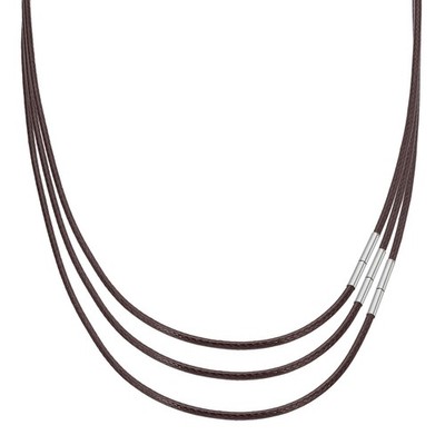 16''/18''/20'' Leather Necklace Cord, 1.5mm Braided Leather Cord, Brown/Silver