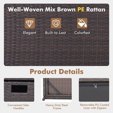 Rattan Deck Box 190L Outdoor Storage Container