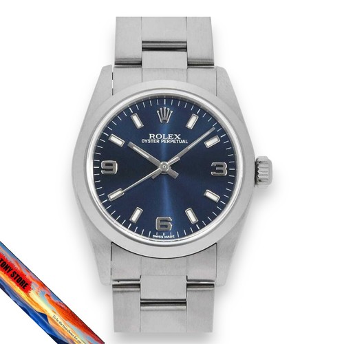 Rolex Oyster Perpetual 77080 Blue Dial 369 White Bar Y Number Unisex Watch