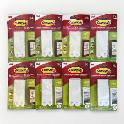 Command Strips 3M Large Picture Hanging Strips White 16 Pairs Total - Lot Of 8