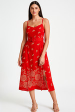 womens sleeveless belted midi dress for parties, casual outings