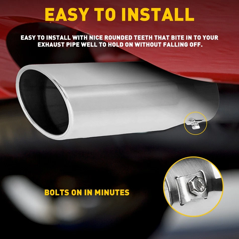 Punta de escape de coche 2,5"" entrada 3"" salida OD acero inoxidable silenciador perno tubo encendido Foto 3 de 4