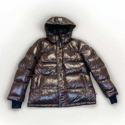 Aritzia The Super Puff Puffer Jacket Womens S High Gloss Coat Brown Down Fill