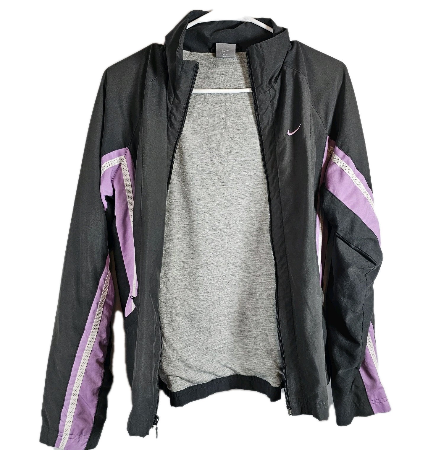 SACAI X NIKE Giacca a vento Nike vintage donna grigio medio rosa righe full zip Y2K anni 90