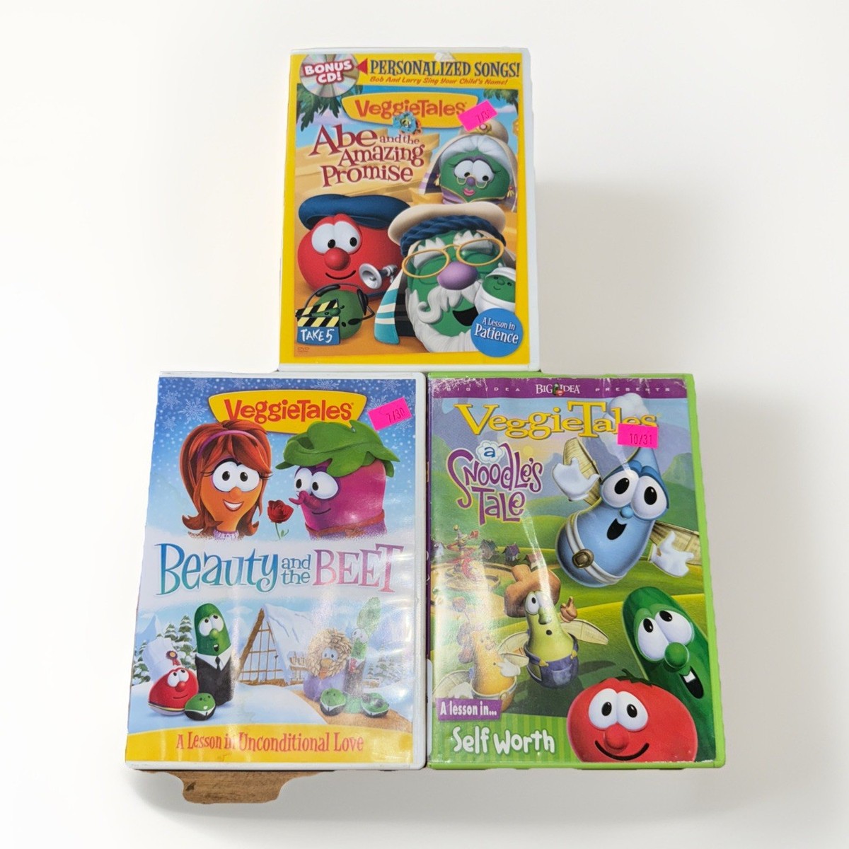 VeggieTales Dvd Lot of 3- Beauty&The Beat-Snoodles Tale- Abe&The