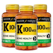 Vitamin K 100 mcg Tablets - Supports Bone Health  Calcium Absorption, 300 Total