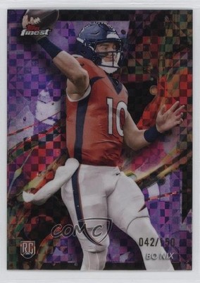 2024 Topps Finest Common Purple Checkerboard Refractor /150 Bo Nix Rookie RC 0w1