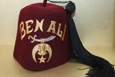 Vintage jeweled Freemason Shriner FEZ hat Benali VERY ORNATE