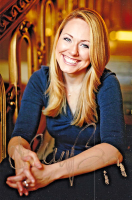 Amerik. Opernsängerin Angela Brower, Farb Porträtfoto, Autograph in Goldschrift