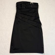 White House Black Market Strapless Cocktail Dress Black LBD Lined Tier Women's 2