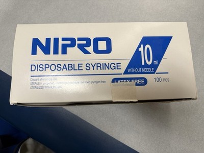 Nipro Luer Lock Syringes 10ml Without Needle Disposable Syringe 100 Syringes/box