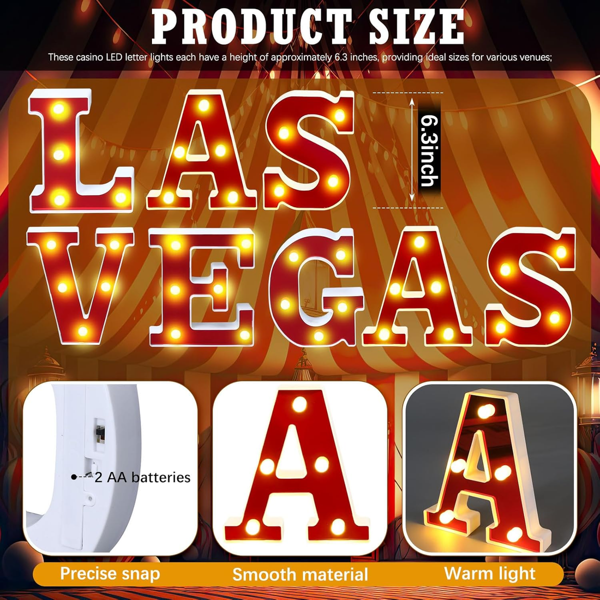 Pusher Mini Las Vegas - Decorazione Luminosa A Forma Di Lettera L, Metallo Rosso, 6x4x10 Cm, A Batteria