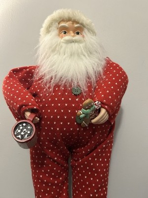 Large Standing Santa Pajamas Figure 22  Red Knit