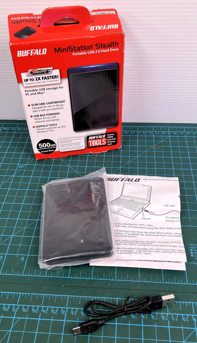 Buffalo MiniStation Stealth 500GB Portable USB 2.0 Hard Drive HD-PCT500U2/B