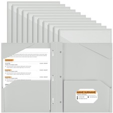 18 Pcs Plastic Folder with Clear Front Pocket and 3 Prong Plastic Folders wit...