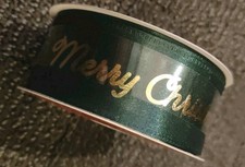 Celebrate It 1.5" x 30ft. Green & Gold Wired Merry Christmas Satin Ribbon Bow